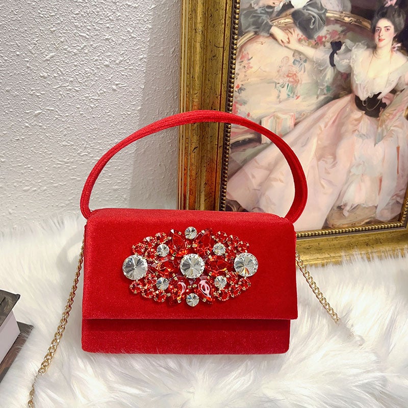 Fashionable Fragrant Style Celebrity Lady'S Small Square Bag Dinner Bag Shiny Not Fit With Rhinestone Crystal High-End Sense Change Handbag - Image 2