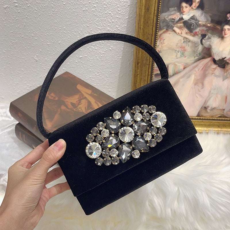 Fashionable Fragrant Style Celebrity Lady'S Small Square Bag Dinner Bag Shiny Not Fit With Rhinestone Crystal High-End Sense Change Handbag - Image 5