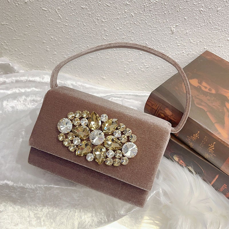 Fashionable Fragrant Style Celebrity Lady'S Small Square Bag Dinner Bag Shiny Not Fit With Rhinestone Crystal High-End Sense Change Handbag - Image 4