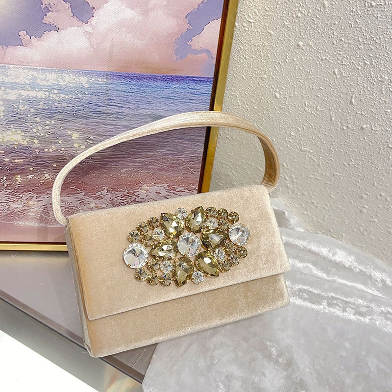 Fashionable Fragrant Style Celebrity Lady'S Small Square Bag Dinner Bag Shiny Not Fit With Rhinestone Crystal High-End Sense Change Handbag - Image 3