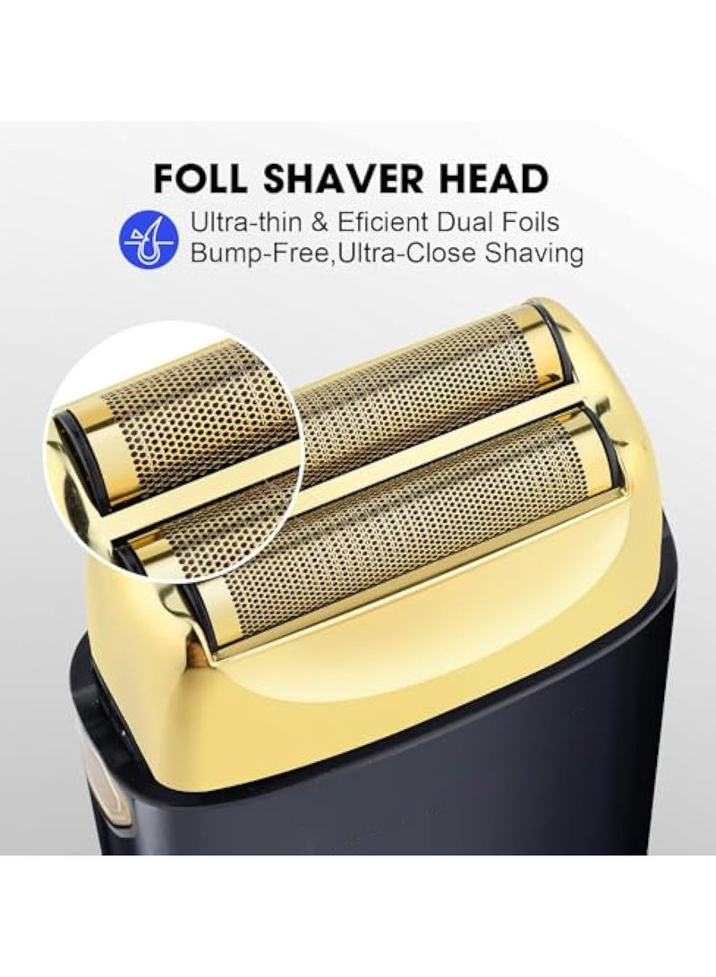 KASTWAVE Foil Shaver for Men Barber, Electric Razor for Men, Double Electric Foil Trimmer with Cleaning brush, Professional Electric Razor, Cordless Rechargeable with USB, Detachable Design, LED Display - Image 2