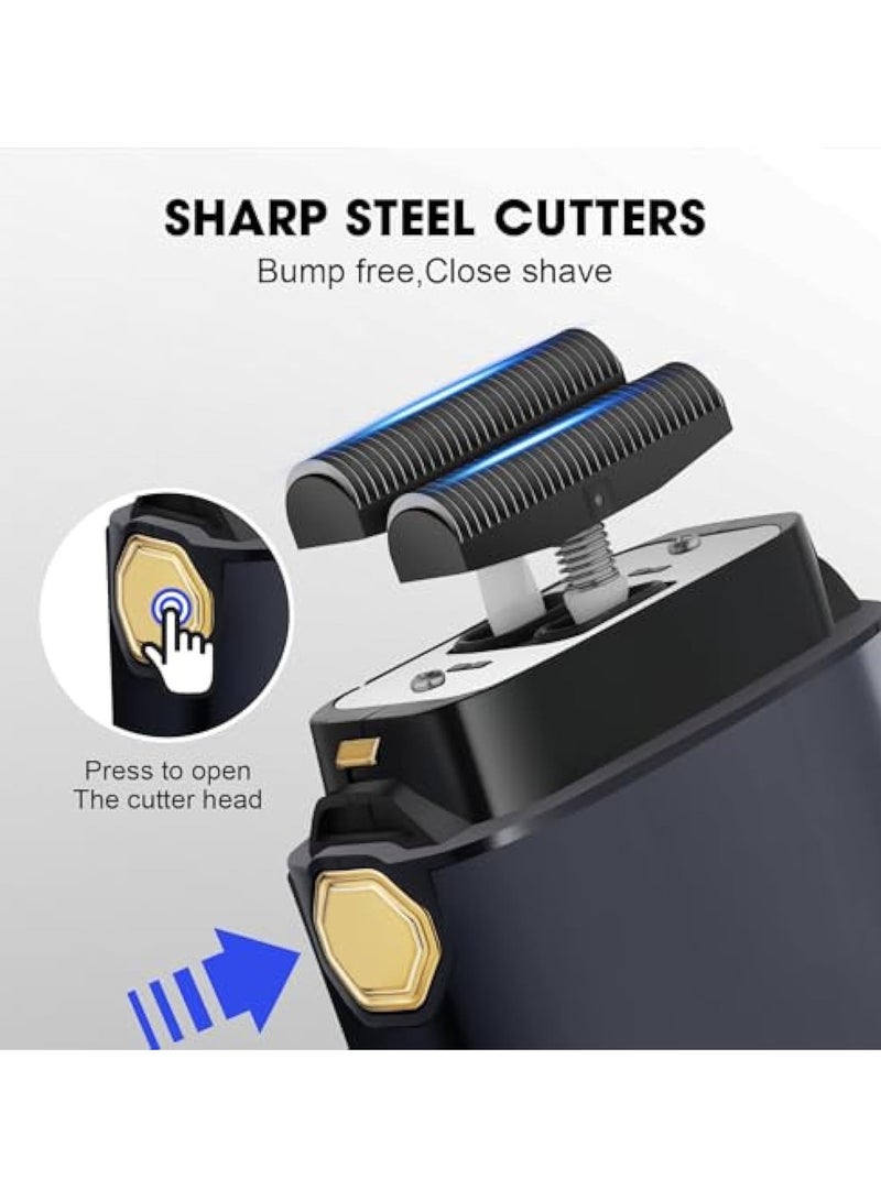 KASTWAVE Foil Shaver for Men Barber, Electric Razor for Men, Double Electric Foil Trimmer with Cleaning brush, Professional Electric Razor, Cordless Rechargeable with USB, Detachable Design, LED Display - Image 3