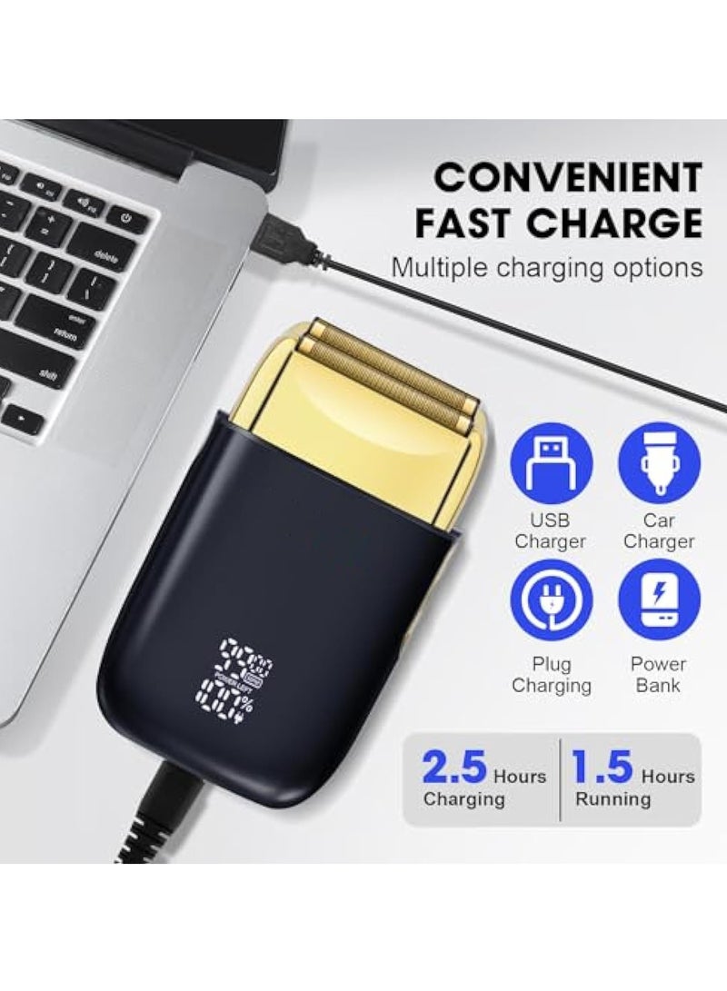 KASTWAVE Foil Shaver for Men Barber, Electric Razor for Men, Double Electric Foil Trimmer with Cleaning brush, Professional Electric Razor, Cordless Rechargeable with USB, Detachable Design, LED Display - Image 5