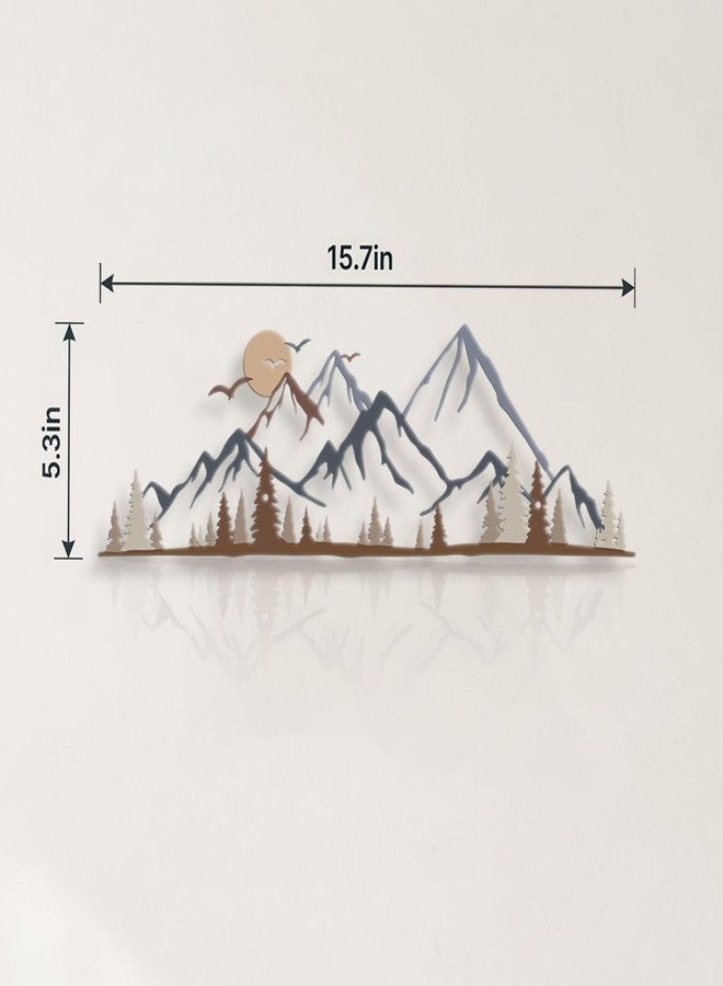 Bnesi Metal Mountain Wall Art Layered Peaks, Pine Trees, Sun, Birds. Nature Wall Art, Outdoor Wall Decor for Nature Themed Spaces. Metal Decor Fits Indoor Outdoor Areas as Nature Inspired Accent (Colorful) - Image 3