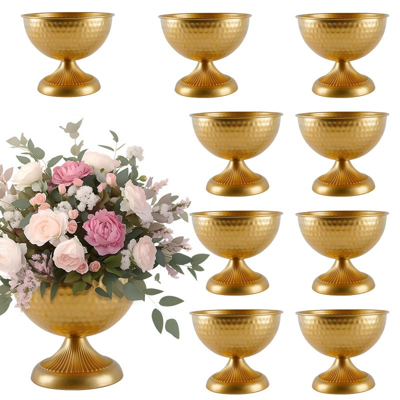 ASHELYULLA Gold Vases for Wedding Centerpieces, Set of 10 Metal Vase Small Table Centerpiece Flower Stands Wedding Arrangement for Weddings Reception Home Floral Decor Anniversary - Image 1