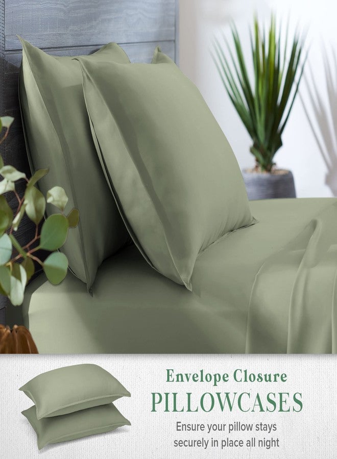 Stylinen طقم أغطية وسائد STYLINEN مقاس كينج مكون من قطعتين (20 بوصة × 40 بوصة) - 100% من ألياف تينسل الليوسيل العضوية من الأوكالبتوس، ناعمة كالحرير، إغلاق ظرفي (طقم غطاءي وسادة كينج، لون المريمية) - Image 4