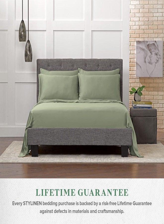 Stylinen طقم أغطية وسائد STYLINEN مقاس كينج مكون من قطعتين (20 بوصة × 40 بوصة) - 100% من ألياف تينسل الليوسيل العضوية من الأوكالبتوس، ناعمة كالحرير، إغلاق ظرفي (طقم غطاءي وسادة كينج، لون المريمية) - Image 5