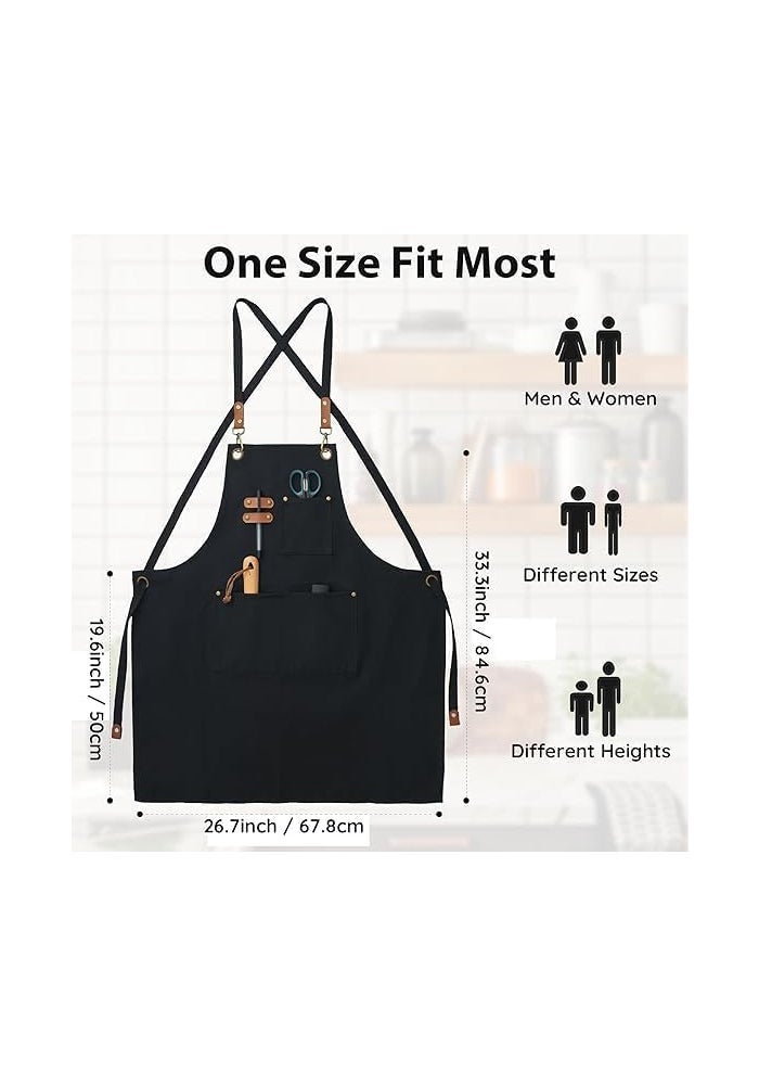 Heavy Canvas Chef Apron with Three Large Pockets for Men and Women - Image 5