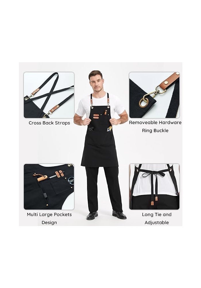 Heavy Canvas Chef Apron with Three Large Pockets for Men and Women - Image 4