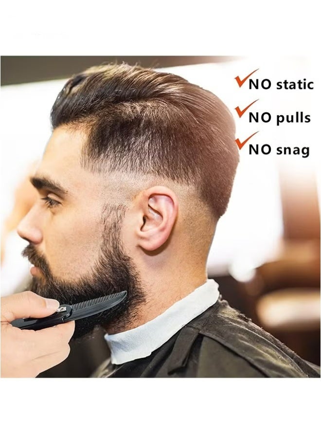 2 PCS Folding Mustache Comb - Portable Beard Comb for Men - Men's Fine Tooth Plastic Pocket Comb - Black - Image 3