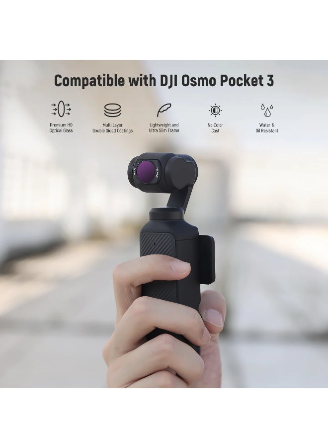 نيوير مجموعة فلاتر مغناطيسية من NEEWER مكونة من 14 قطعة لـ DJI Osmo Pocket 3، تشمل ND وCPL وتأثيرات بصرية، زجاج بصري عالي الدقة، ND8 إلى ND1000، ND/PL، فلتر ناعم وتأثير نجمي – تركيب مغناطيسي لكاميرات الجيمبال المحمولة - Image 3