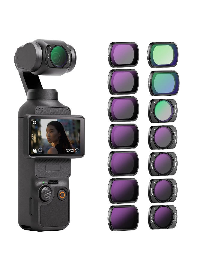 نيوير مجموعة فلاتر مغناطيسية من NEEWER مكونة من 14 قطعة لـ DJI Osmo Pocket 3، تشمل ND وCPL وتأثيرات بصرية، زجاج بصري عالي الدقة، ND8 إلى ND1000، ND/PL، فلتر ناعم وتأثير نجمي – تركيب مغناطيسي لكاميرات الجيمبال المحمولة - Image 1