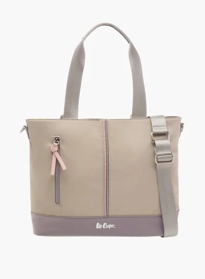 Lee Cooper Women Colourblock Tote Bag with Tassels and Zip Closure