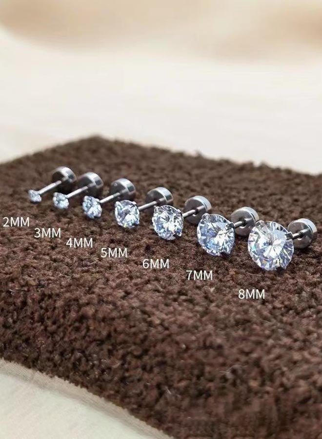 ستة أزواج من أقراط الأذن الجراحية المصنوعة من الفولاذ المقاوم للحساسية، مصممة للغضروف واللولب والشحمة | أقراط مسطحة الظهر مرصعة بالزركونيا المكعبة للنساء | هدايا مجوهرات بسيطة للاستخدام اليومي - Image 1