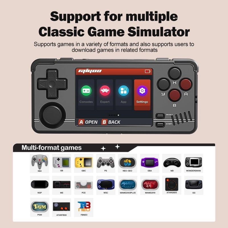 Handheld Game Console, 2.8-Inch IPS Screen WiFi Multiplayer Support Portable Case, Black - Image 3