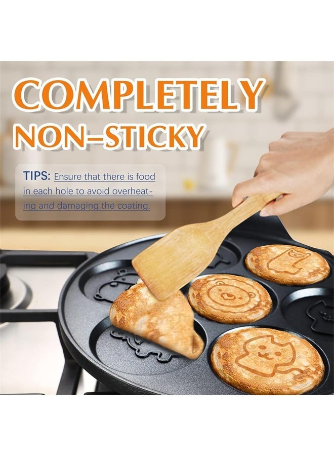 DUNISO Nonstick Pancake Pan，7-Cup Animal Molds Pancake Griddle, Mini Pancake Pan, Easy to Clean & Heats Evenly，for Kids' Breakfast and Gifts, Fried Egg & Cake Grill Pan，10in，Black - Image 3