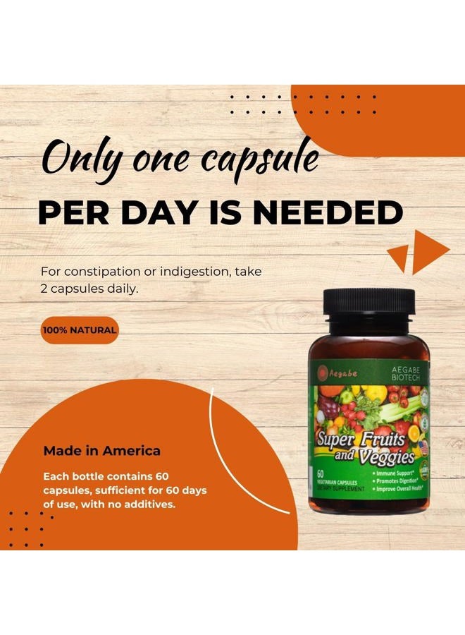 Aegabe Super Fruits and Veggies Supplement,36 Fresh Veggies & Fruits,Balance of Nature Daily Nutritional Supplement for Digestive Health & Constipation Relief,60-Day Supply,Made in USA - Image 4