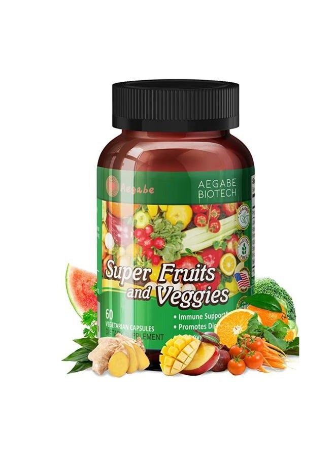 Aegabe Super Fruits and Veggies Supplement,36 Fresh Veggies & Fruits,Balance of Nature Daily Nutritional Supplement for Digestive Health & Constipation Relief,60-Day Supply,Made in USA - Image 1