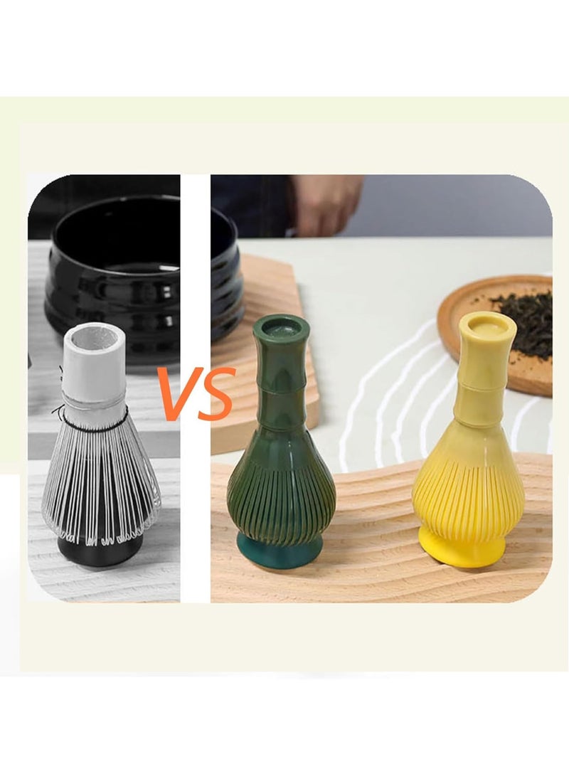 sokany Silicone Matcha Whisk with Stand, Food Grade Resin Chasen Brush (Green, Yellow, Without Stand) - Image 4