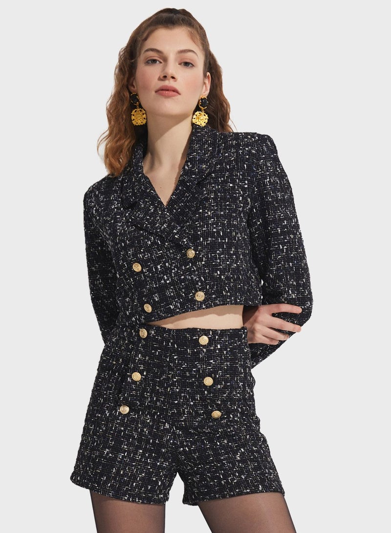 JUNE Button Detail Jacket & Shorts Set - Image 1