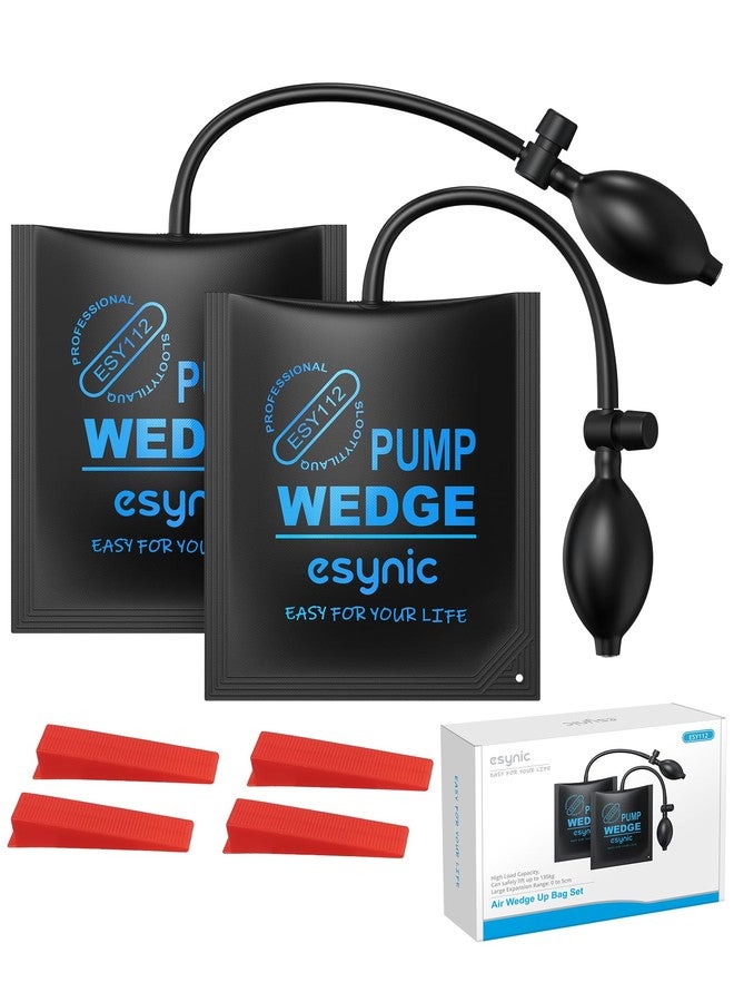 eSynic 2-Pack Air Wedge Bags-300LB/136KG Capacity Anti-Slip Air Bags for Lifting Tools with 4 Wedges-Heavy-Duty Durable Inflatable Air Shim Set for Door/Window/Furniture Installation - Image 1