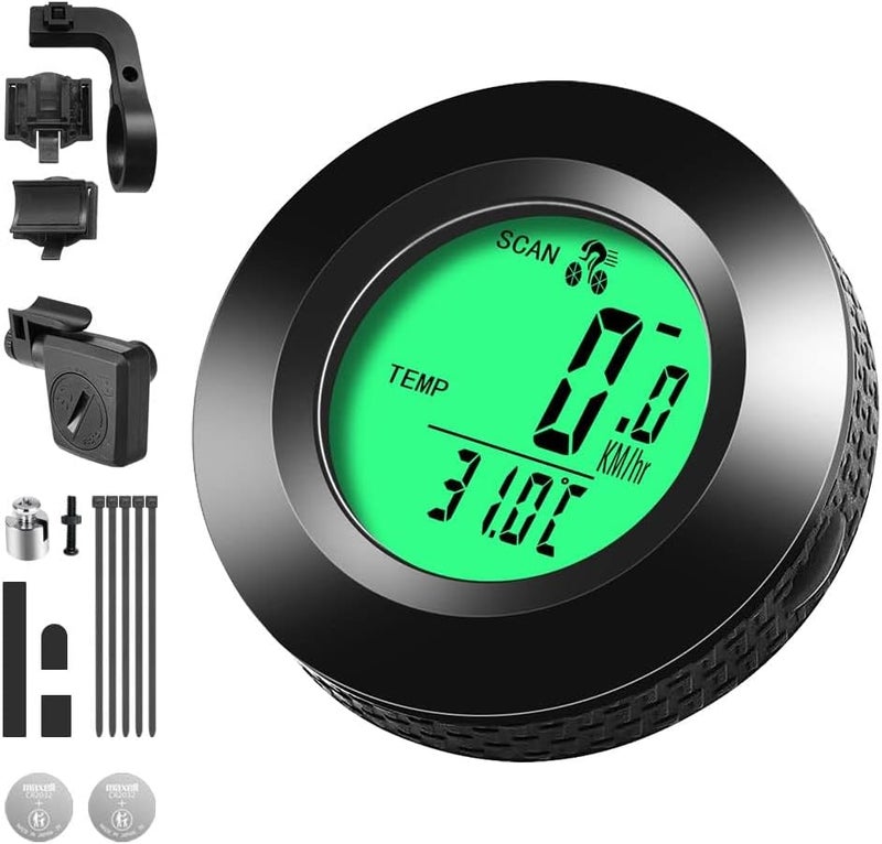 Excefore Bicycle Computer Multifunctional Waterproof Odometer, Bike Speedometer, Cycling Speed Tracker with 3-Colour Backlit Display, with 20 Functions and Auto on/off, for Outdoor & Indoor Tracking - Image 1