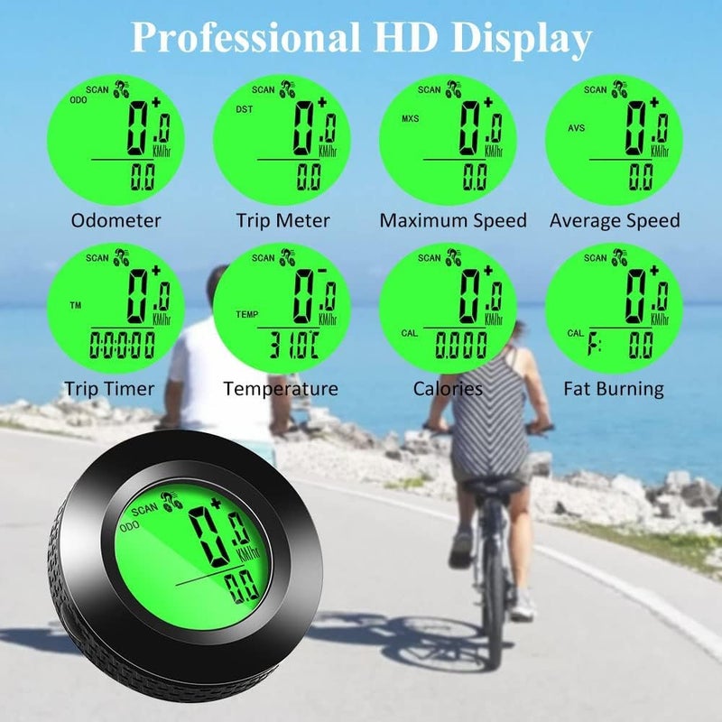 Excefore Bicycle Computer Multifunctional Waterproof Odometer, Bike Speedometer, Cycling Speed Tracker with 3-Colour Backlit Display, with 20 Functions and Auto on/off, for Outdoor & Indoor Tracking - Image 5