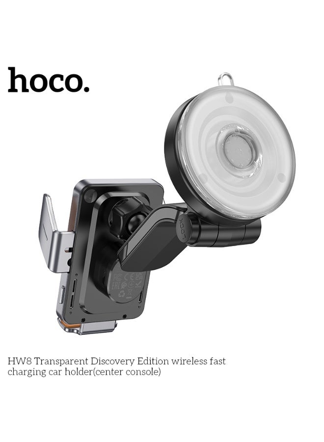 hoco. HW8 Transparent Discovery Edition wireless fast charging car holder(center console) - Image 5