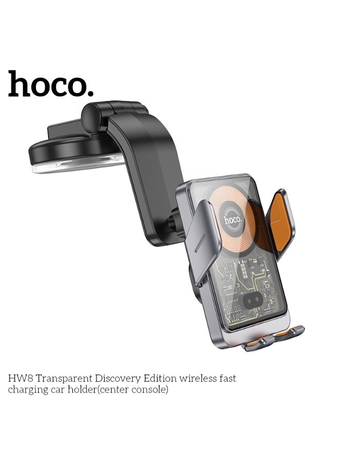 hoco. HW8 Transparent Discovery Edition wireless fast charging car holder(center console) - Image 2