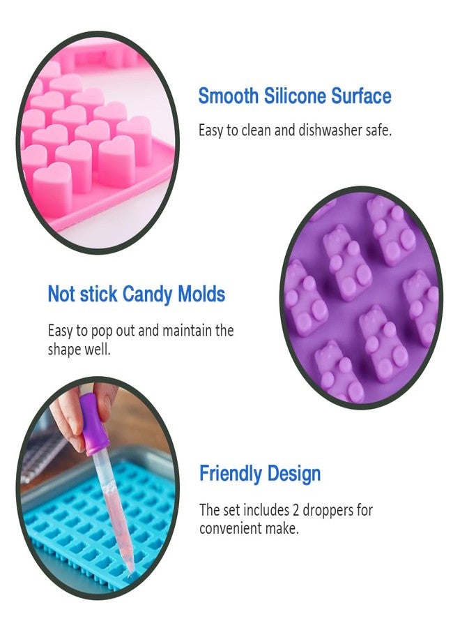 Pharamat Silicone Gummy Molds Set of 5, Candy Molds with 2 Droppers for Convenient Filling, Silicone Gummy Molds Set Includes Dinosaur, Bear, Donut Heart and Cat Shapes - Image 3