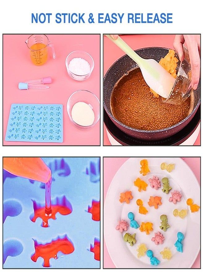 Pharamat Silicone Gummy Molds Set of 5, Candy Molds with 2 Droppers for Convenient Filling, Silicone Gummy Molds Set Includes Dinosaur, Bear, Donut Heart and Cat Shapes - Image 4