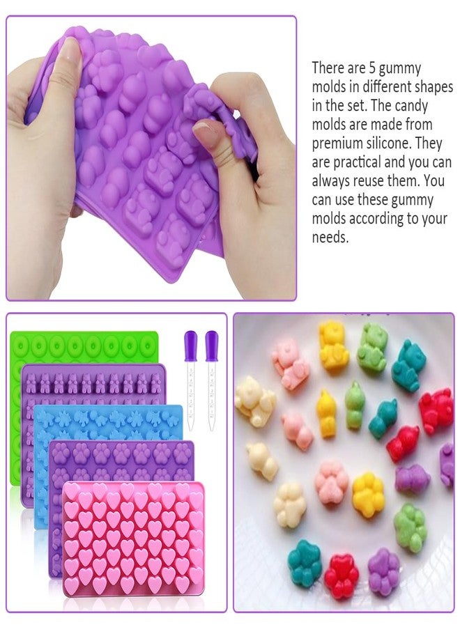 Pharamat Silicone Gummy Molds Set of 5, Candy Molds with 2 Droppers for Convenient Filling, Silicone Gummy Molds Set Includes Dinosaur, Bear, Donut Heart and Cat Shapes - Image 5
