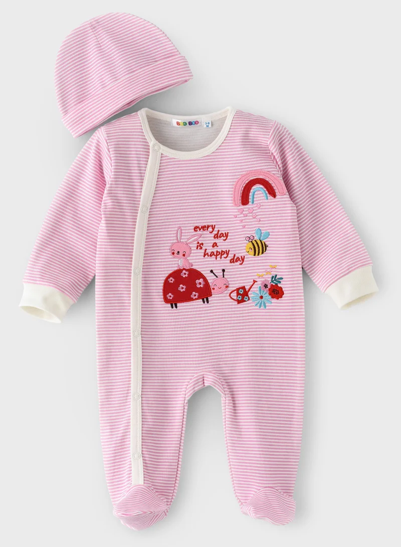 Boo Boo BooBoo Kids Garden Range 2 Pc Sleepsuit + Hat Set