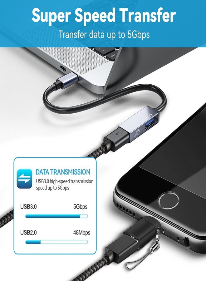 OITYEUF USB C to USB Adapter 4 Pack,USBC Male to USB A 3.0 Female OTG Adapter, Type C Thunderbolt 4 Converter OITYEUF for iPhone 15 Pro Max Plus,MacBook Pro Air2024,Samsung S24 S23 S22 S21 Galaxy,iPad (Black) - Image 2