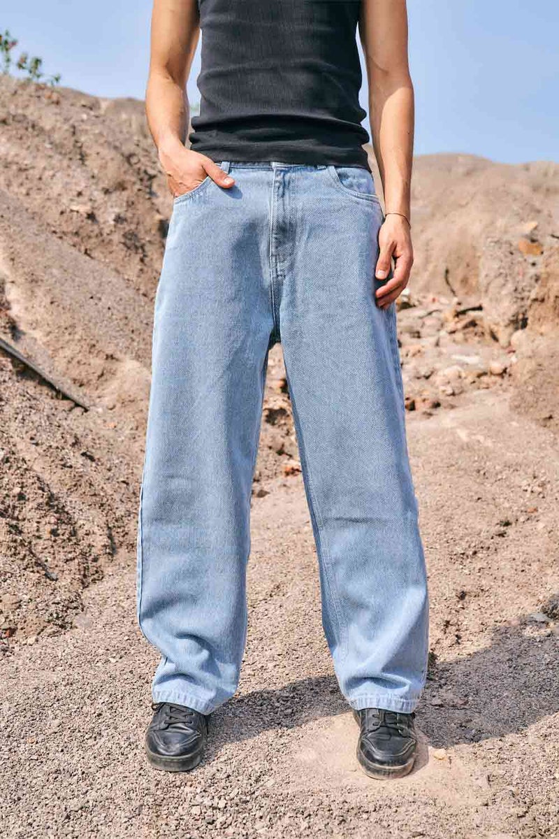Bonkers Corner Regular Blue Wide Leg Straight Jeans for Men's - Image 2