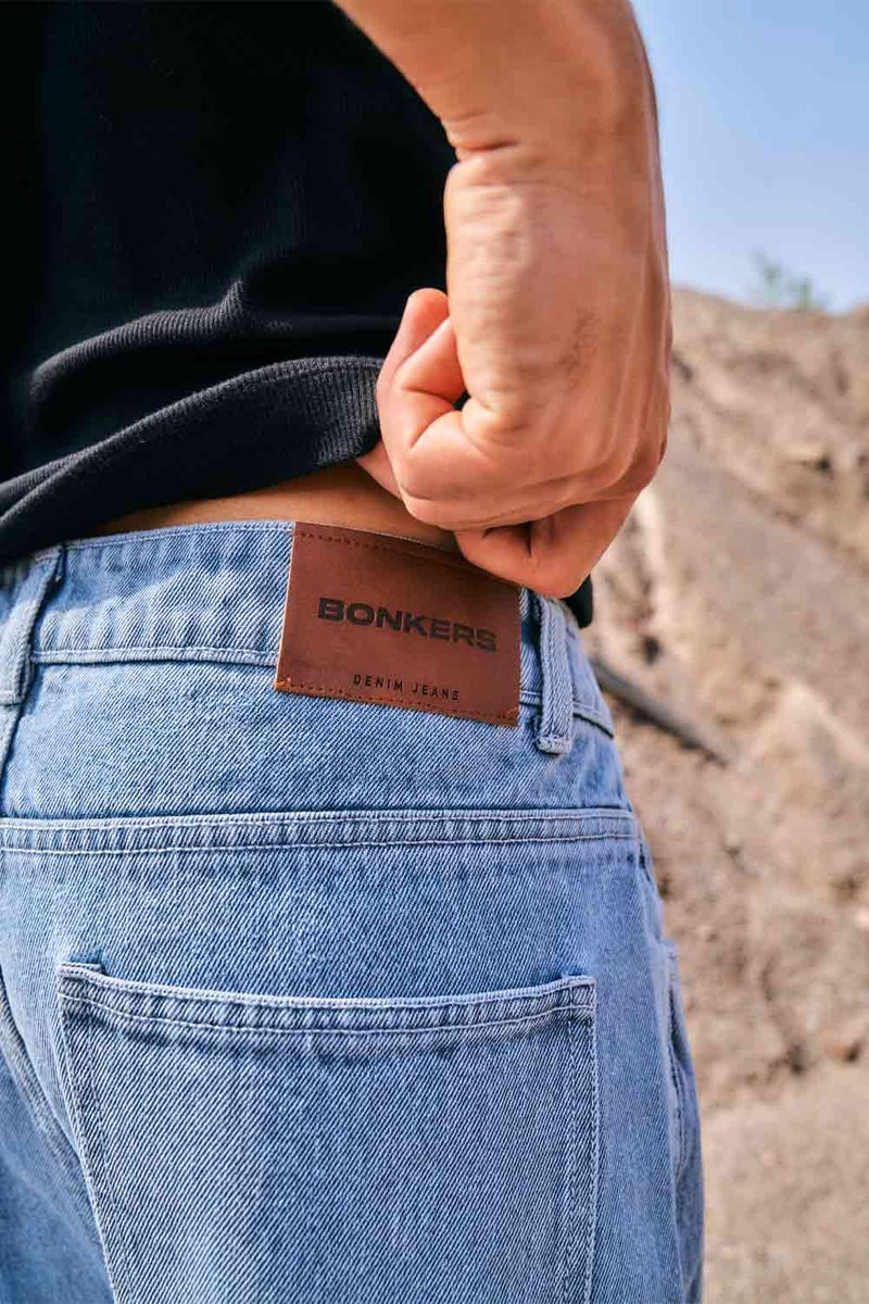 Bonkers Corner Regular Blue Wide Leg Straight Jeans for Men's - Image 4