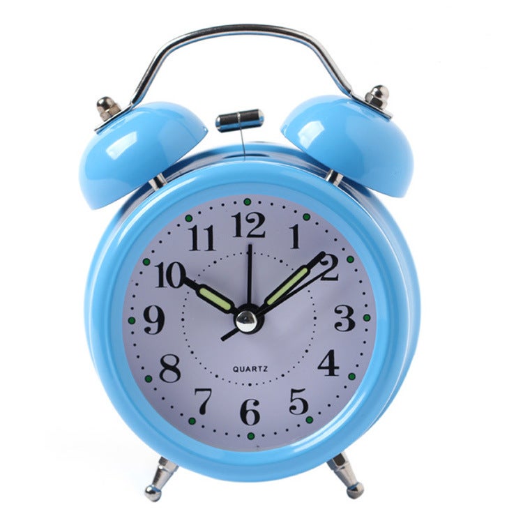 Factory 3 Inch Metal Bell Alarm Clock Cartoon Student Children'S Clock Mute With Lights Can Add Logo - Image 1