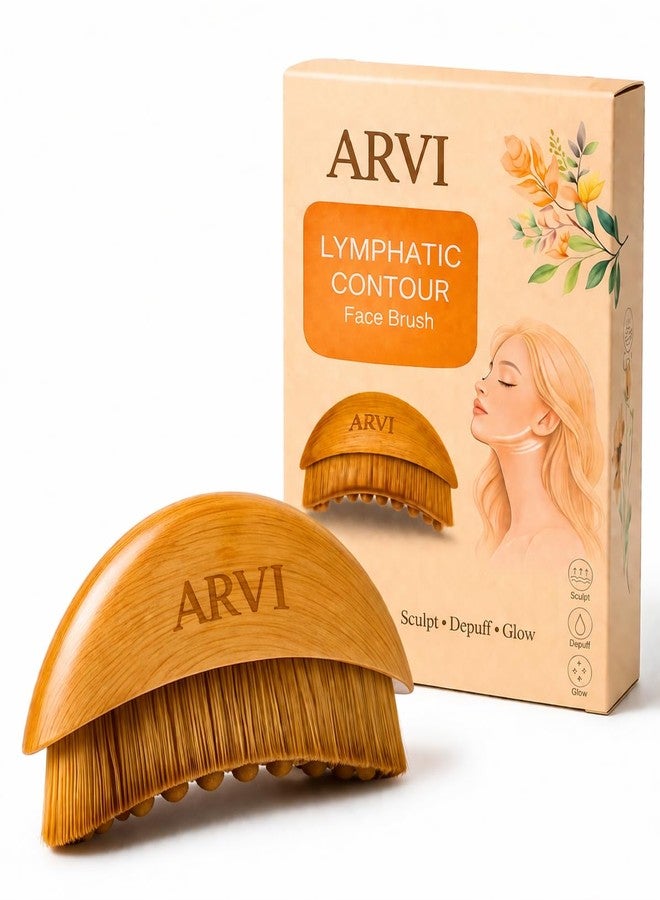 ARVI Lymphatic Contour Face Brush – Ultra Soft Facial Lymphatic Drainage Brush for Sculpting, Depuffing & Jawline Definition – Gentle Dry Brush for Face & Neck, No Irritation - Image 1