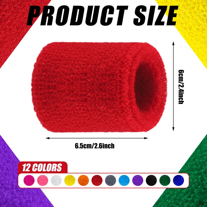 Hungdao 12 Pairs Kids Wristbands Sweatbands Colorful Sports Wrist Sweat Bands Athletic Basketball Football Party Favors for Kids Outdoor Activity - Image 2