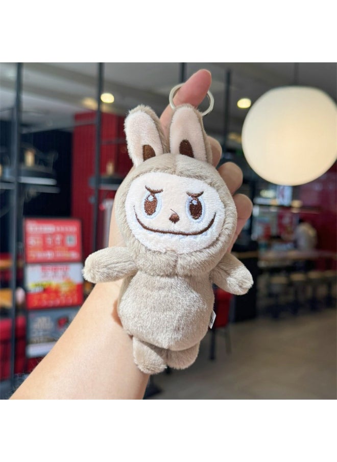New Labubu Plush Toy Keychain Charm Gift Frown rag light brown 