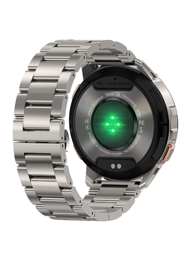 Kospet Smart Watch Series Tank T3 Special Edition 47mm (22MM REMOVABLE STRAP) Bluetooth Calling IP69K Waterproof 100+ Sport modes - Silver Silver - Image 3