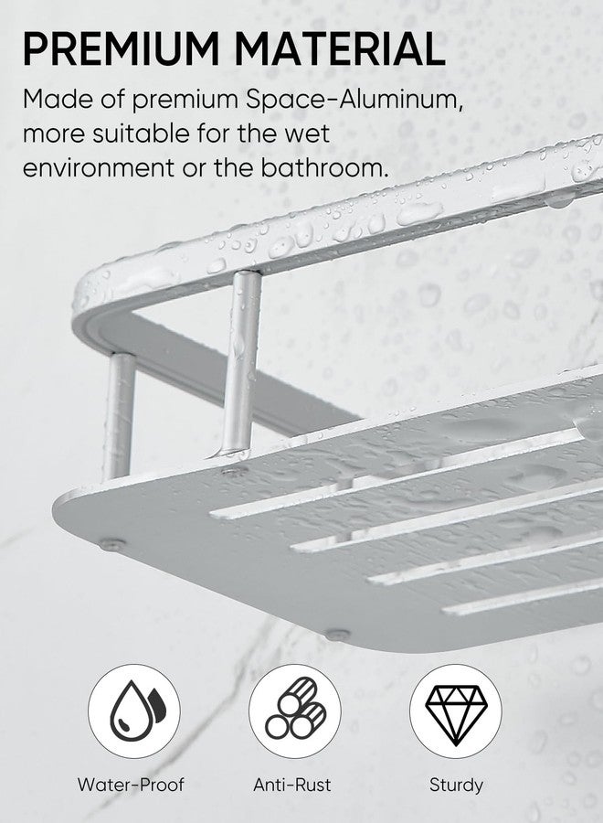 Cobbe Anti-Swing Shower Caddy Hanging with 4 Hooks for Towels/Sponge, No Drilling Bathroom Organizers and Storage Racks for Bathroom, Dorm and RV, Never Rust Aluminum, Large - Silver - Image 4