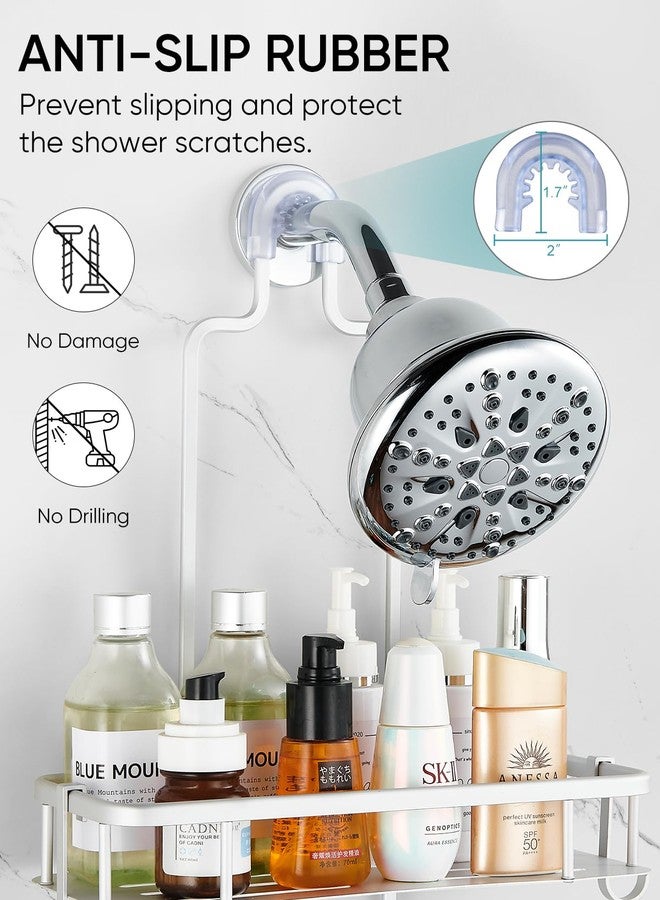 Cobbe Anti-Swing Shower Caddy Hanging with 4 Hooks for Towels/Sponge, No Drilling Bathroom Organizers and Storage Racks for Bathroom, Dorm and RV, Never Rust Aluminum, Large - Silver - Image 2