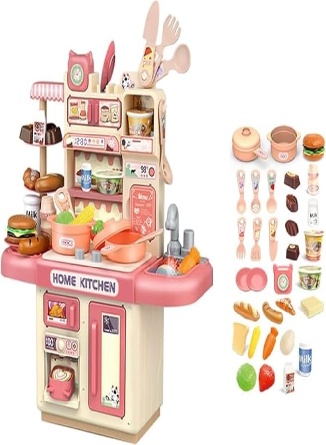 Generic Fantastic-Kids-Toys Play Kitchen Playset with Accessories, Water Toys with Water Outlet, Cooking Stove and Mini Light, Mini Kitchen Toy Gift (36T-2) (Pink)