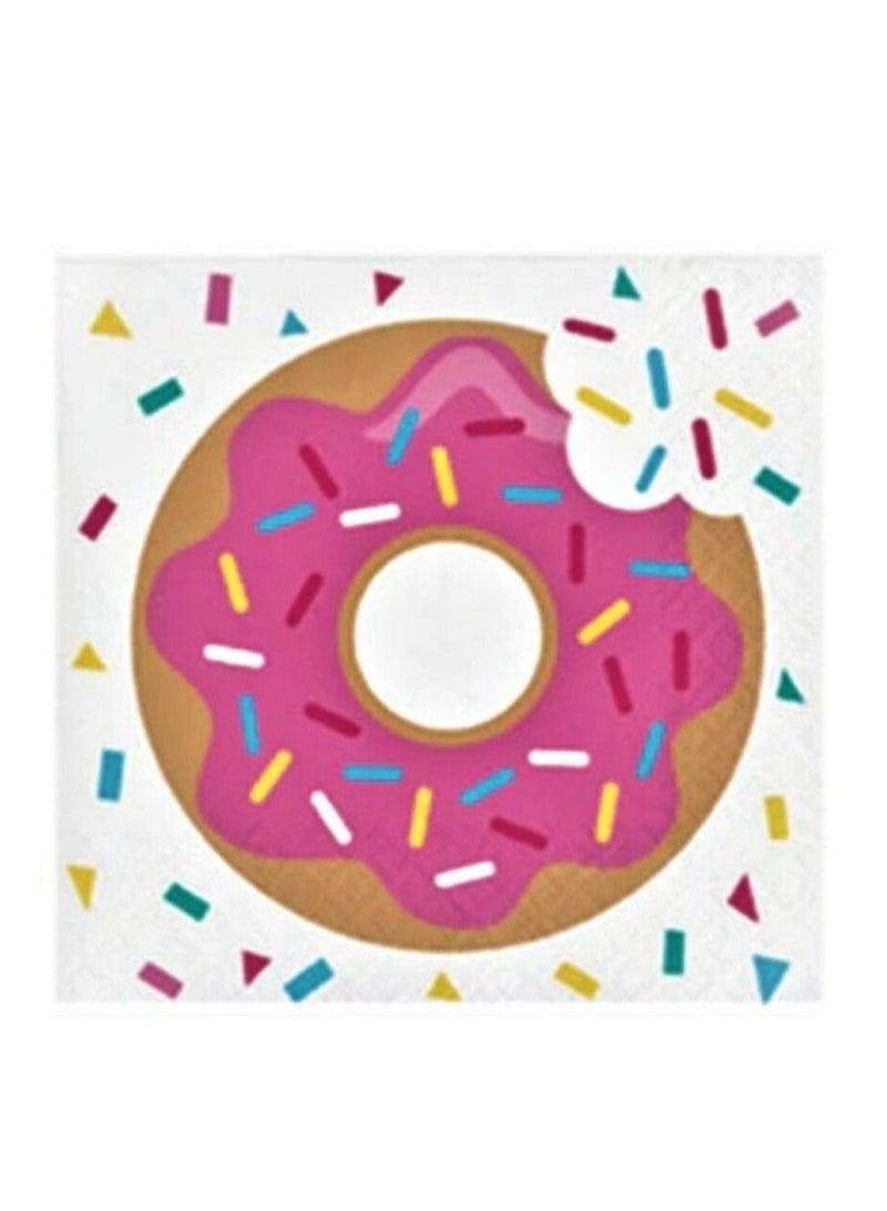 Tamona 16-Piece Donuts Birthday Themed Napkins - Image 1