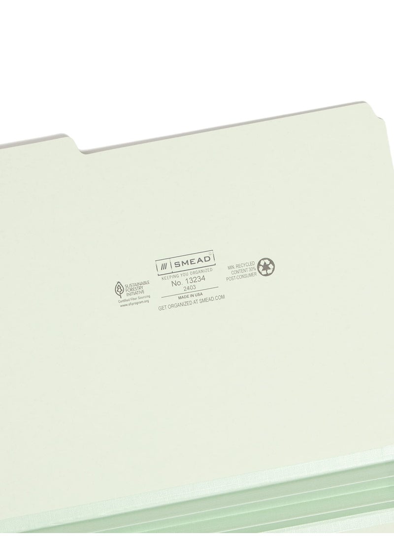 Smead Smead Pressboard File Folder, 1/3-Cut Tab, 2" Expansion, Letter Size, Gray/Green, 25 per Box (13234)  - Image 3