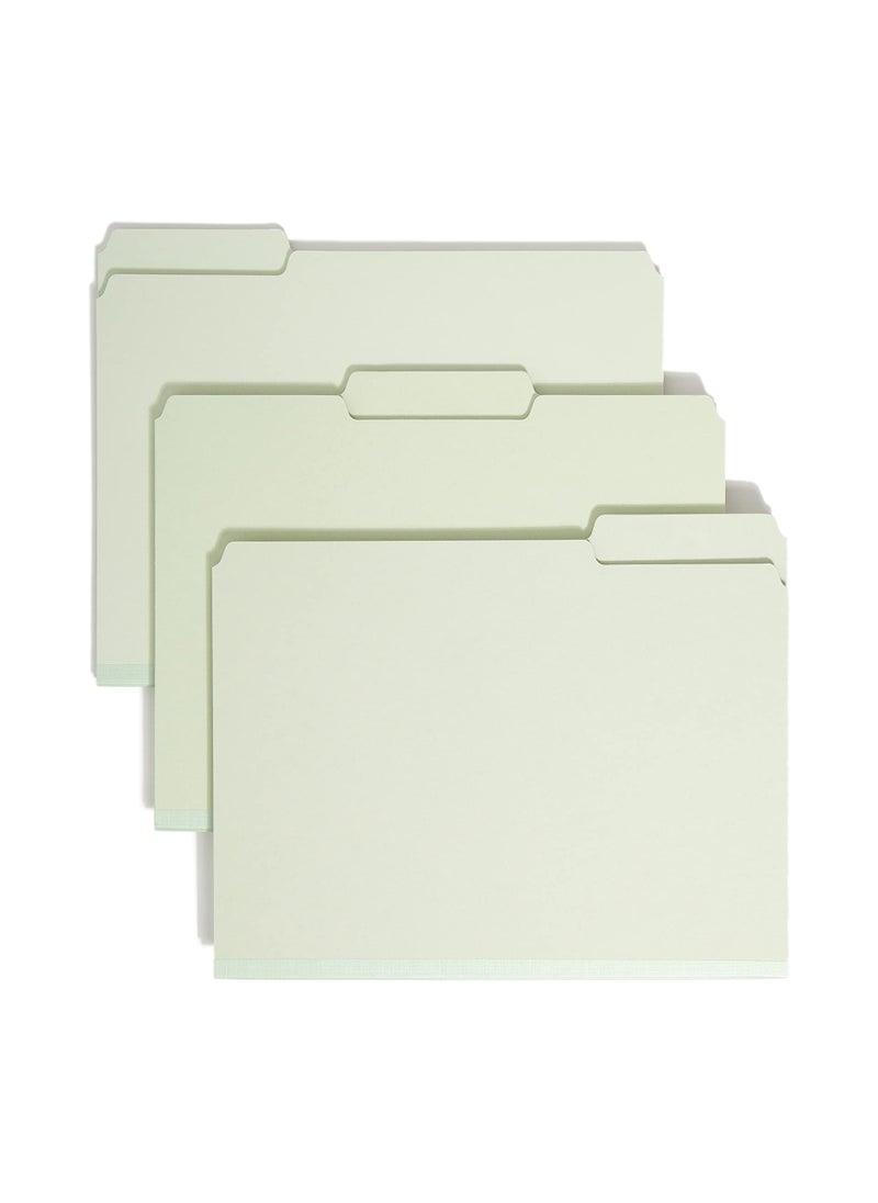 Smead Smead Pressboard File Folder, 1/3-Cut Tab, 2" Expansion, Letter Size, Gray/Green, 25 per Box (13234)  - Image 1