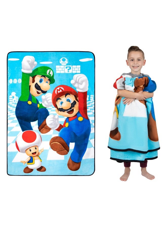 Franco Franco Kids Bedding Super Soft Plush Micro Raschel Blanket, 62 in x 90 in, Mario  - Image 1