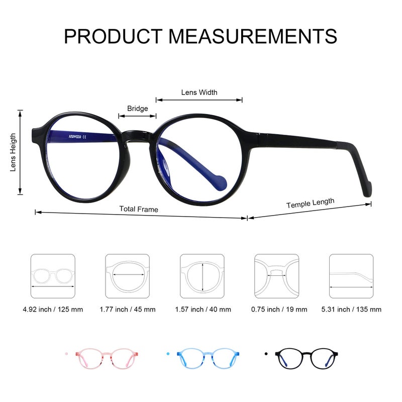 ANDWOOD Blue Light Glasses Kids Girls Boys 3 Pack Computer Gaming Anti Blue Ray Age3-12 TR90 Frame Unbreakable Eyeglasses - Image 5