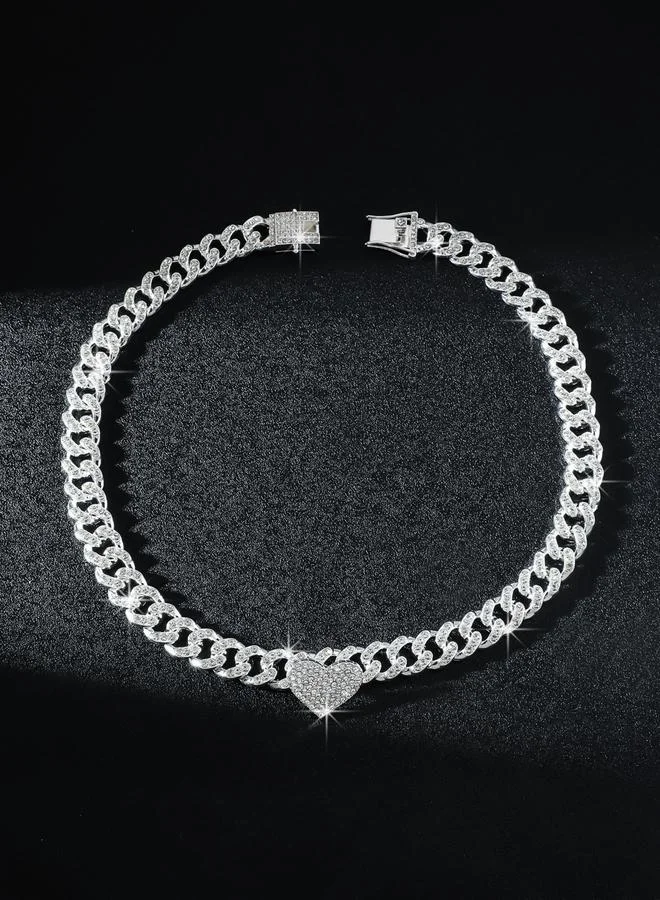 Take Two Rhinestone Heart Necklace